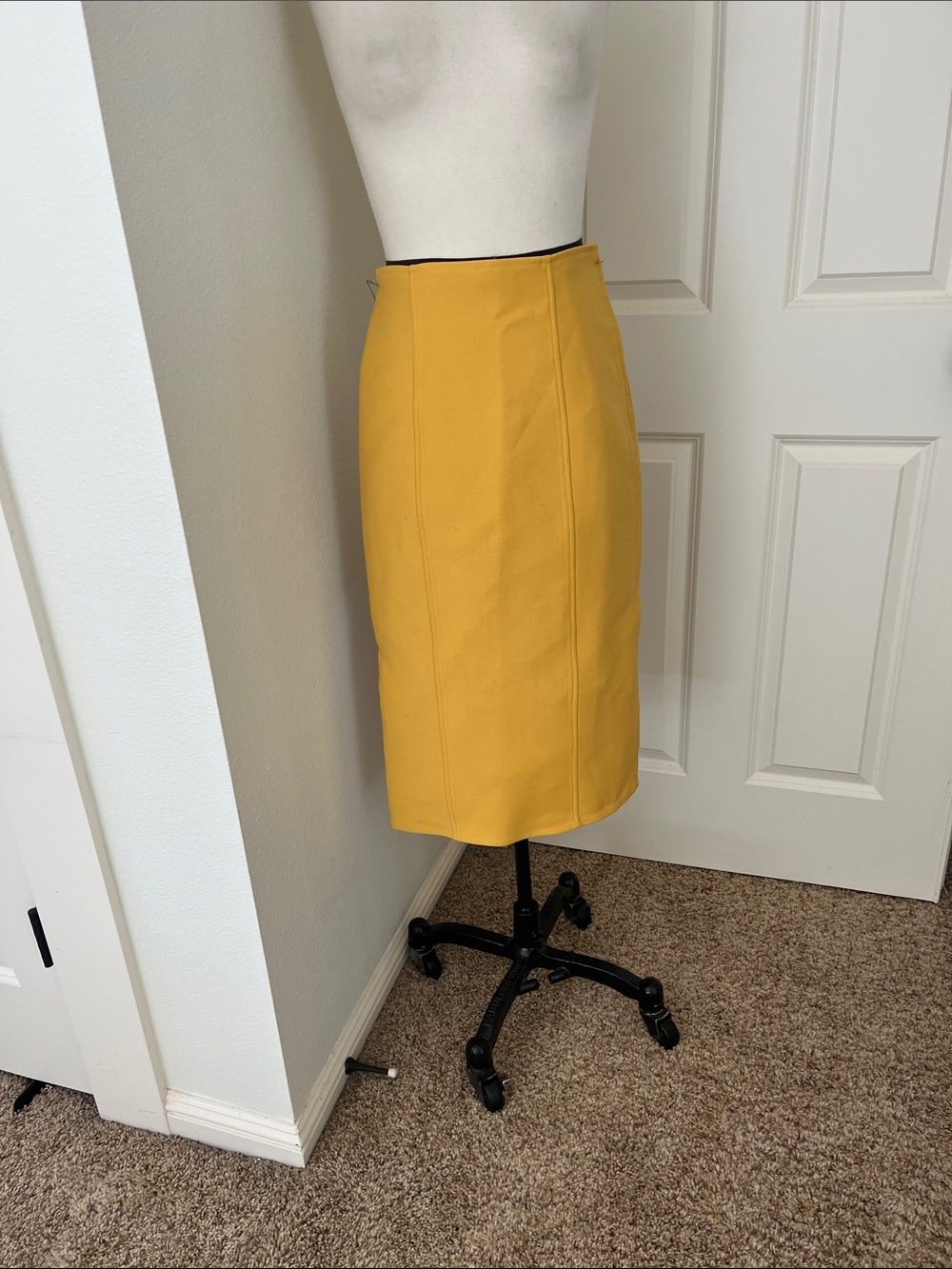 Calvin Klein Mustard Yellow Pencil Skirt firm structure